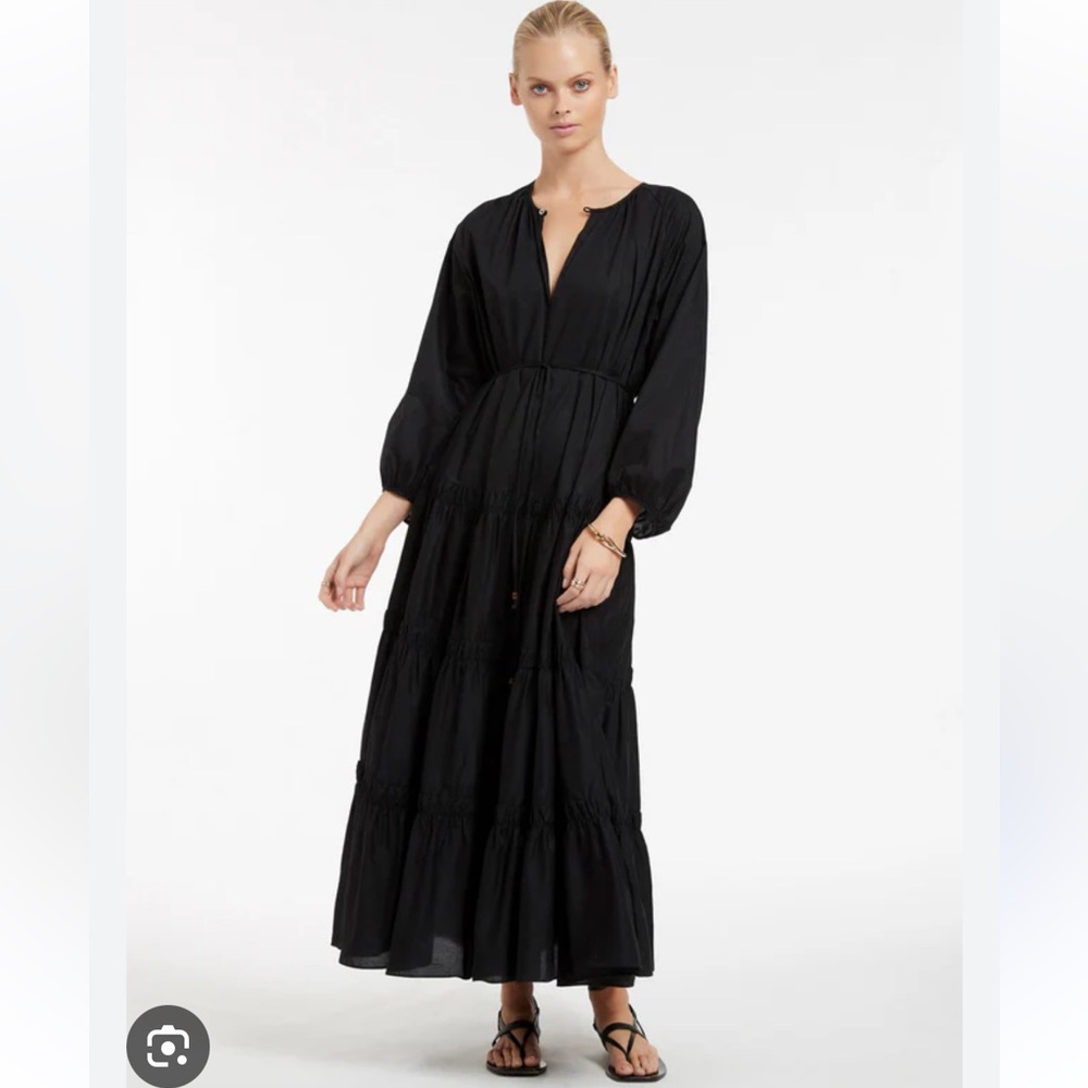 Jets Australia Jetset Tiered Black Maxi Dress-S